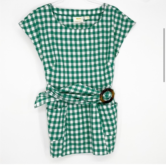 Anthropologie - Green Gingham Blouse - Size 6 - Picture 5 of 15